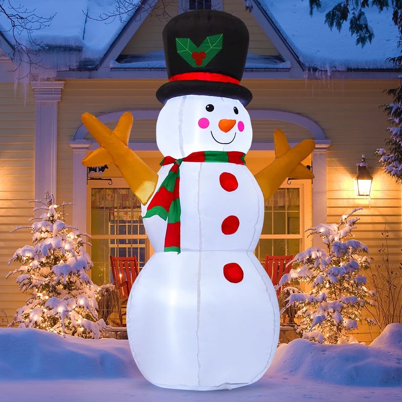 GOOSH 5 FT Christmas Snowman Inflatable Decoration Blow Up Snowman Outdoor Christmas Yard Decoration with Branch Hand Blow Up Holiday Indoor Outdoor Party Garden Yard Decoration - Image 4
